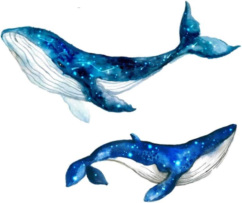 38"W Large Blue Whale Wall Decals Peel and Stick for Nursery Kids Bedroom Decor,Whale Wall Stickers Nursery Cartoon for Girl Bedroom,Humpback Whale Wall Decal,Whale Pictures for Nursery