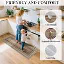 HEBE Washable Kitchen Rugs Sets of 3, Non Slip Absorbent Kitchen Rugs and Mats, Farmhouse Stain Resistant Faux Jute Kitchen Mat Carpet Runner for Kitchen Floor, Laundry Room, Hallway, Red