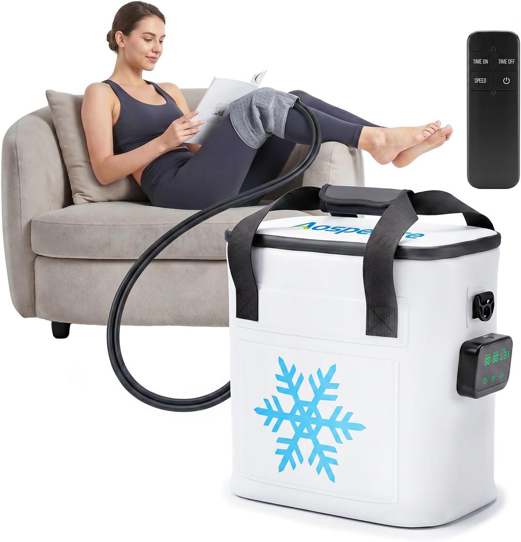 Ice Machine for Knee After Surgery, 19QT Knee Ice Machine with Rechargeable ＆ Programmable Timer, Portable Cold Therapy Machine for Shoulder, Knee Injuries, Recovery, Cryotherapy Pain Relief