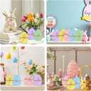 15pcs Easter Wooden Eggs Decorations, Wooden Eggs Table Decor Polka Dots Egg Signs with Rope for Home Decor, Party, Spring, Holiday Table Centerpieces for Tiered Tray