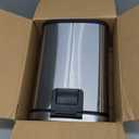 Amazon Basics Smudge Resistant Rectangular Trash Can with Soft-Close Lid, Foot Pedal, Removable Inner Bucket, 5L/1.32 Gal, Brushed Stainless Steel, for Bathroom & Small Space, Satin Nickel Finish