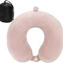 DUANY STORE Neck Pillow for Traveling, Upgraded Travel Neck Pillow for Airplane 100% Pure Memory Foam Travel Pillow for Flight Headrest Sleep, Portable Plane Accessories (Deep Pink)