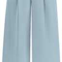 KIRUNDO Wide Leg Dress Pants for Women High Waisted Office Work Trousers Business Casual Slacks Button Flowy Palazzo Pant(Dusty Blue, Large)