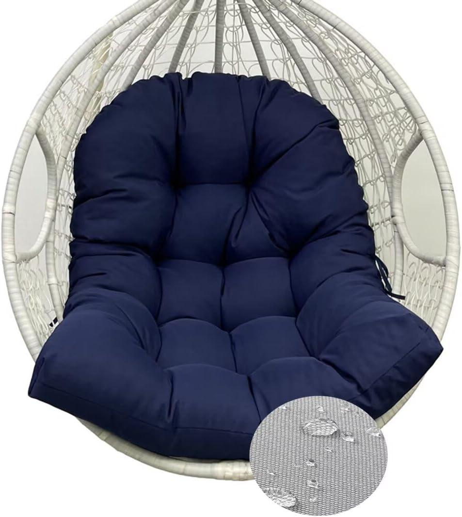 Outdoor Hanging Egg Chair Cushions Waterproof Navy Blue Hammock Chair Cushion with Ties Patio Egg Swing Chair Replacement Pads for Indoor Outdoor Garden Balcony,47 * 35"