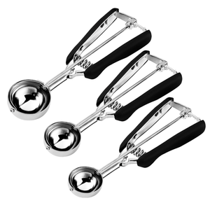 HOMURE H Cookie Scoop Set, Include 1 Tbsp/2 Tbsp/3 Tbsp, Cookie Dough Scoop, Cookie Scoops for Baking Set of 3, 18/8 Stainless Steel, Good Grip, NonSlip, For Cookies Cupcake Muffin Ice Cream waffle