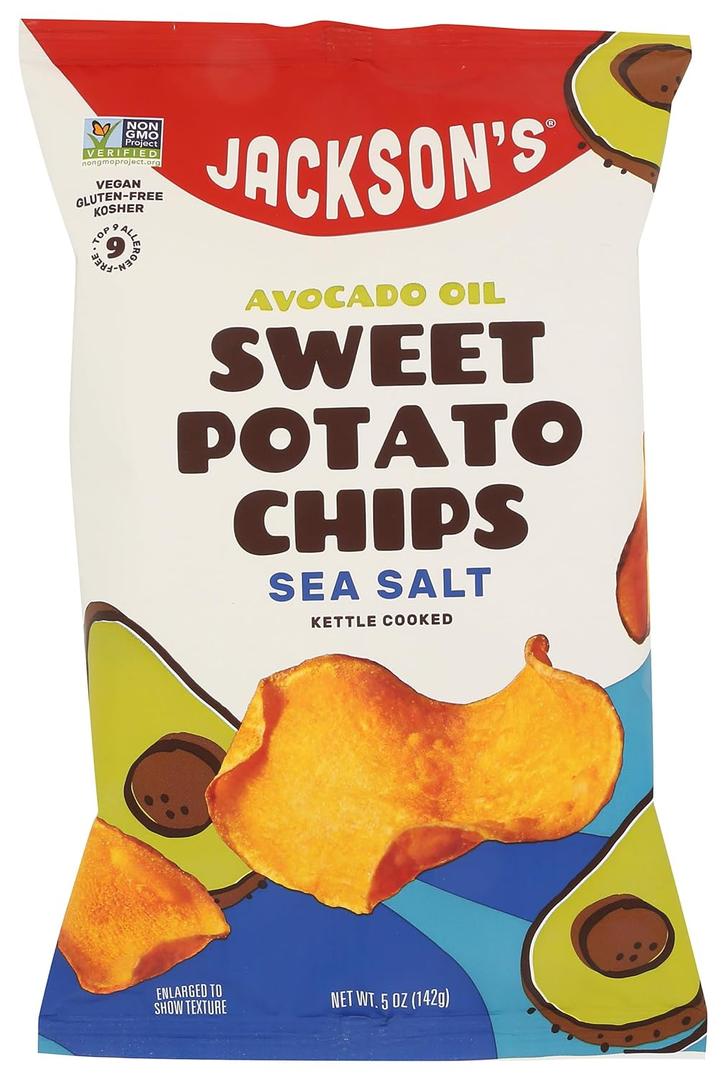 Jackson's Avocado Oil Kettle Cooked Sweet Potato Chips, Sea Salt, 5 oz, Best By Jan 10 26 