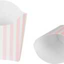 Restaurantware Bio Tek 3.9 x 2.6 x 3.5 Inch French Fry Cup 100 Disposable Snack Cups - Stackable Sustainable Pink And White Paper 2 Ounce Fry Holder For Fries Onion Rings Popcorn or Cookies (Small)