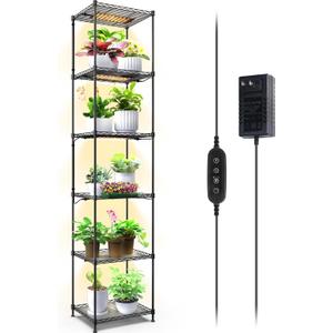 Barrina Plant Stand with Grow Lights, 6-Tier Plant Shelf with 5-Pack 50W Full Spectrum Ultra-Thin Grow Light Panel, 3 Modes, Auto Timer, Ladder Flower Pot Stand Display Rack 15.7"L x 11.8"W x 70.9"H