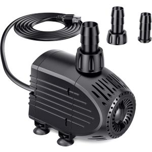 NFESOLAR Submersible Pump, 400GPH Ultra Quiet Submersible Water Pump with Dry Burning Protection 8ft High Lift for Fountains, Hydroponics, Ponds, Aquariums & More KF205