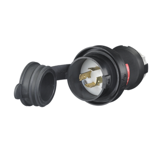 Locking Devices, TwistLock, Watertight Safety Shroud, Male Plug, 3Phase Delta 480V AC, 3Pole 4Wire Grounding, L1620P, Screw Terminal, Black and White