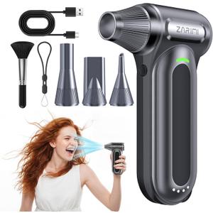 ZARIMI Electric Compressed Air Duster, 170000RPM HighSpeed Cordless Air Blower with Rechargeable Battery for Keyboard, PC & Electronics Car Cleaning, Reusable Canned Air Alternative