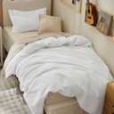 Bedsure Cotton Duvet Cover Twin - 100% Cotton Waffle Weave Coconut White Duvet Cover Twin Size, GentleSoft and Breathable Bedding Set for Gifts, 2 Pieces, 68"x90"