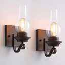 Winsmart Oil Rubbed Bronze Wall Sconces Set of Two, Vintage Farmhouse Wall Sconce with Clear Glass, Bathroom Wall Sconces Lighting Fixture for Bedroom Living Room
