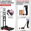 Folding Hand Truck Dolly, 220 lb Portable Utility Cart with Expandable Base, 3 Adjustable Heights, 5-Wheel Collapsible Luggage Cart with 2 Ropes for Moving, Office and Travel