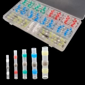 160 PCS Automotive Heat Shrink Welding Connector Kit, AWG26-24/AWG22-16/AWG18-16/AWG16-14/AWG12-10 PE IP67 Waterproof Terminal Blocks, Repair Accessories, Suitable for Most Cars (Multicolored)