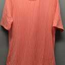 Rib Knit Shadow Stripe Fixed Cuff T-Shirt Dress - Rust, Medium