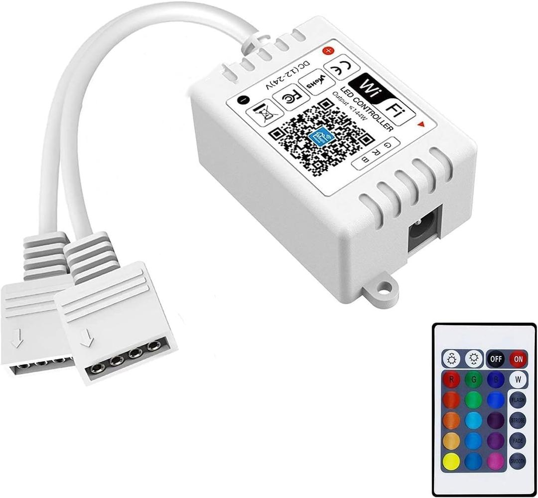 iNextStation Smart RGB WiFi LED Controller 4-Pin Output Compatible with Alexa/Google Home Assistant/IFTTT Android/iOS for SMD 3535 5050 2835 Color Changing LED Strip Lights (2-Port)