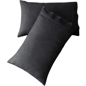 SONORO KATE Luxury Pillowcase Set Brushed Microfiber 1800 Bedding - Wrinkle(Black, 2 Pillowcases King)