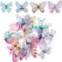 Butterfly Stickers, Realistic Transparent Butterfly Dragonfly Insects PET Sticker, Colorful Waterproof Stickers for Water Bottle, Nature Scrapbook Supplies Planners Laptops Paper Crafts (40PCS)