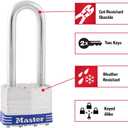 Master Lock Silver Outdoor Keyed-Alike Padlocks with Keys, Extra Long Shackle Lock for Gate, Fence, Shed, or Other Equipment, 3 Pack, 1TRILJ