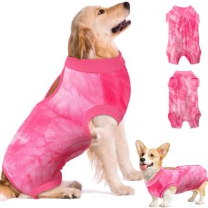SlowTon Dog Recovery Suit - Surgery Recovery Suit for Female Male Dogs, Dog Onesie After Spay Abdominal Wounds, E-Collar Cone Alternative Prevent Licking Pet Surgical Suit(Pink,M) (Medium(Back:12.1''))