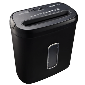 Amazon Basics 8-Sheet High Security Cross Cut Paper and Credit Card Shredder with P-4 Security, Auto Shut-off, Black
