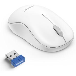 TECKNET Wireless Mouse for Laptop, 2.4G Silent Mouse Quiet Click, Small Portable Computer Mouse, 5 DPI Levels, Cordless Mice for PC, Chromebook, Mac - White