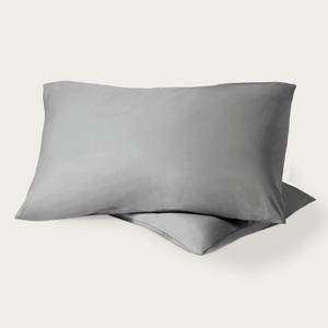 Bare Home 100% Organic Cotton Standard/Queen Pillowcase Set - Crisp Percale Weave - Pillowcases 2 Pack - Lightweight & Breathable (Standard Pillowcase Set of 2, Light Grey)