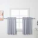 2Pcs 36inch Grey Kitchen Tier Curtains for Windows, Semi Light Filtering Curtains for Bedroom, Living Room, Basement, Bathroom, Window Treatments (24" W x 36" L)