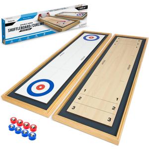 GoSports Shuffleboard and Curling 2 in 1 Tabletop Board Game