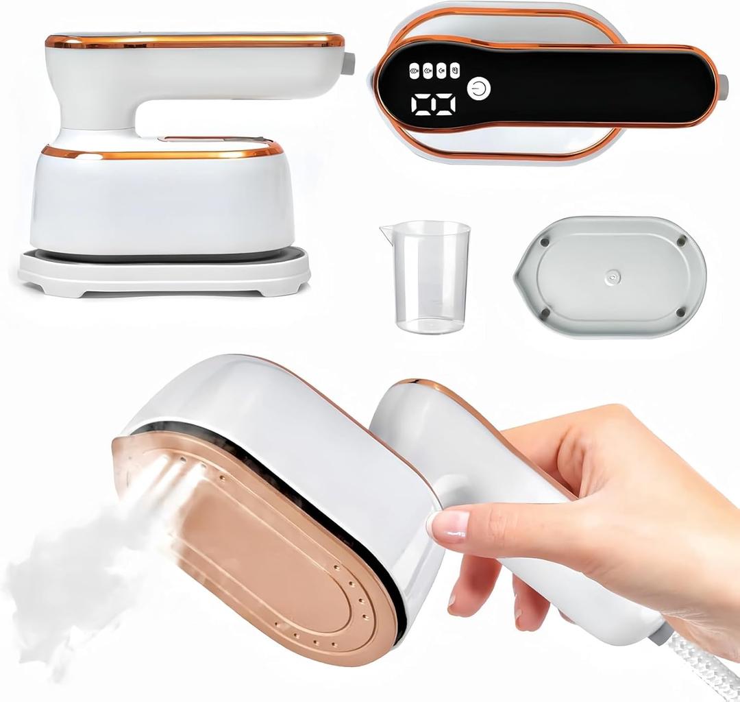 Travel Iron Steamer for Clothes, 1000W Foldable Handheld Garments Steamer Iron 4Mode with LCD Display, 9s Fast Heat-up, 180 Swivel Wrinkles Remover, 2 in 1 Dry and Wet Mini Portable Clothing Steam