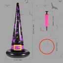 Halloween Ring Toss Game Set, 5Pcs Inflatable Witch Hats with 10Pcs Colorful Plastic Rings and Air Pump for Halloween Party Games Super Fun Indoor Outdoor Party Supplies