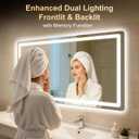 LED Bathroom Mirror, 55"x30" Bathroom Vanity Mirror with Lights for Wall, Smart Anti-Fog, Stepless Dimmable with 3 Color Mode, Backlit + Front Lit, Memory Function, ETL Listed