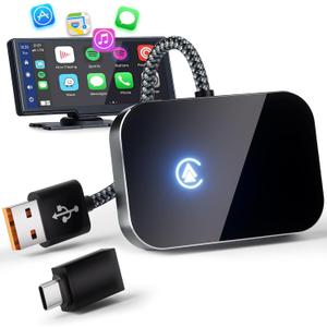 Wireless CarPlay Adapter for iPhone, 2025 Upgraded Convert Wired to Wireless Plug & Play CarPlay Dongle with USB-C, Non-Delay Mini CarPlay Wireless Adapter for iPhone iOS 10+ & Cars Since 2016 (Black)