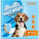 Bestle Male Dog Wrap, Disposable Dog Diapers, 40 Count, M (Waist 19.7”23.6”), Wetness Indicator, Ultra Protection, Leak Proof, Super Absorbent, Soft