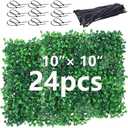 Hipicute Artificial Grass Wall Boxwood Hedge Wall Panels, 10"x10" Artificial Grass Backdrop Wall Privacy Fence with UV Protection for Outdoor Indoor Garden Fence Backyard, 24 PCS