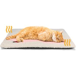 Self Warming Cat Bed Self Heating Cat Dog Mat 24 x 18 inch Extra Warm Thermal Pet Pad for Indoor Outdoor Pets with Removable Cover Non-Slip Bottom Washable Non Electric (Beige)