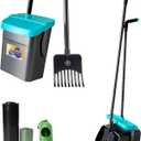 46" Pooper Scooper Swivel Bin & Rake for Large Small Dogs with Bag Attachment, Long Handle Poop Scooper with Lid for Yard (Blue)