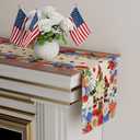 XCHI Colorful Patriotic Flowers Cross Cardinals America Memorial Day Table Runner Patriotic Table Decoration for Party Home Kitchen Dining Holiday Decor 13x120 Inch