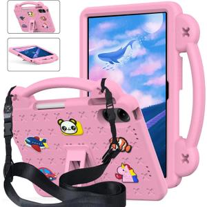 AKABEILA Compatible with Apple iPad Pro 12.9(2018/2020/2021/2022)/Air 13(2026) M4(2025) M3(2024)/Pro 13(2025) M5(2024) Tablet Case, Protective Cases with Shoulder Strap & Stand Handle & Pen Tray Pink