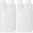 CHENGU Plastic Flask with Built in Shot Glass Measuring Bottles Graduated Chamber with Caps Liquid Dispenser for Liquids to Store and Pour for Concerts Travel Camping Party(2 Pcs,16.9 Oz, 0.84 oz)