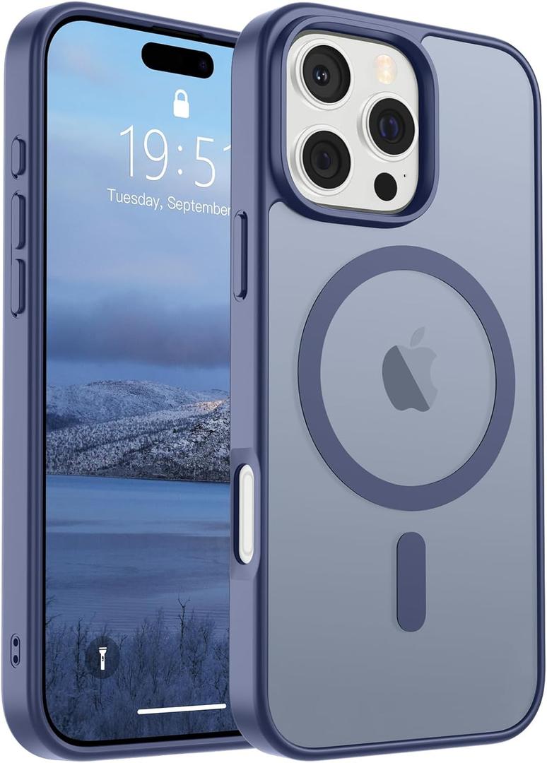 SUPFINE Magnetic for iPhone 16 Pro Case (Compatible with MagSafe) (Military Grade Drop Protection) Slim Translucent Matte Shockproof with Anti-Fingerprint Phone Case,Lavender Gray
