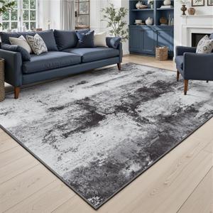 Toneed Abstract Area Rug 5x7 Modern Washable Rug Soft Non Slip Rug Low Pile for Bedroom Living Room Dining Room Slate Grey