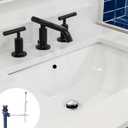 Bathroom Sink Drain with Lift Rod, Pop up Sink Drain Stopper with Lift Rod, Universal Sink Drain Stopper with Overflow, for Bathroom Vanity Sink, Lavatory, Fit Most Drains (Brushed Nickel