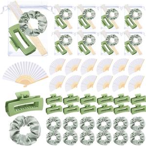 Suncalla 48 Pcs Bridesmaid Scrunchies Proposal Gifts Include Hair Clips Bachelorette Hair Ties Folding Fans Organza Bags Bridal Shower Gift for Wedding Party Favor