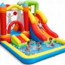 Bounce House with Ball Pit,7-in-1 Inflatable Bouncy Castle with Blower,Climbing Wall,Slide and Basketball Hoop for Backyard,Jump House Playground for Kids Toddlers Ages 3-10 Indoor Outdoor Use