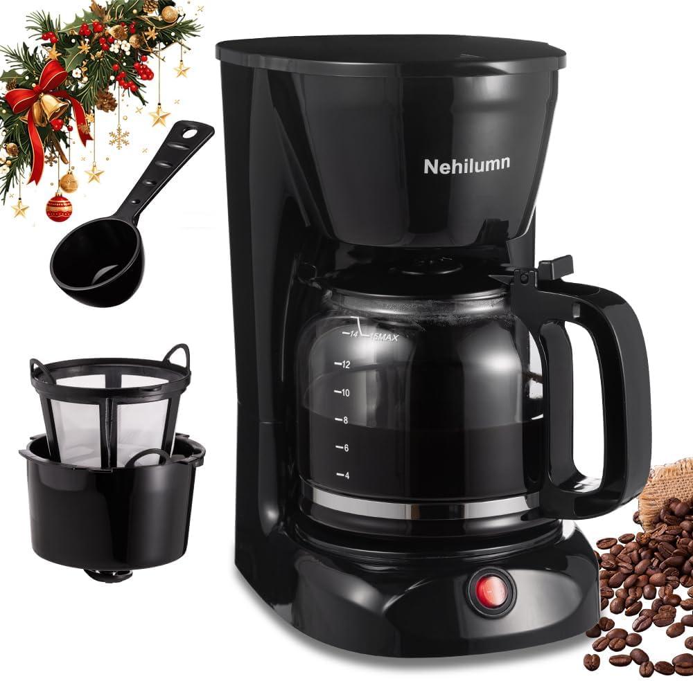 12 Cup Drip Coffee Maker Machine, Coffee Pot Machine Permanent Coffee Filter,1.8L Glass Carafe Electric Coffee Maker,950W Black