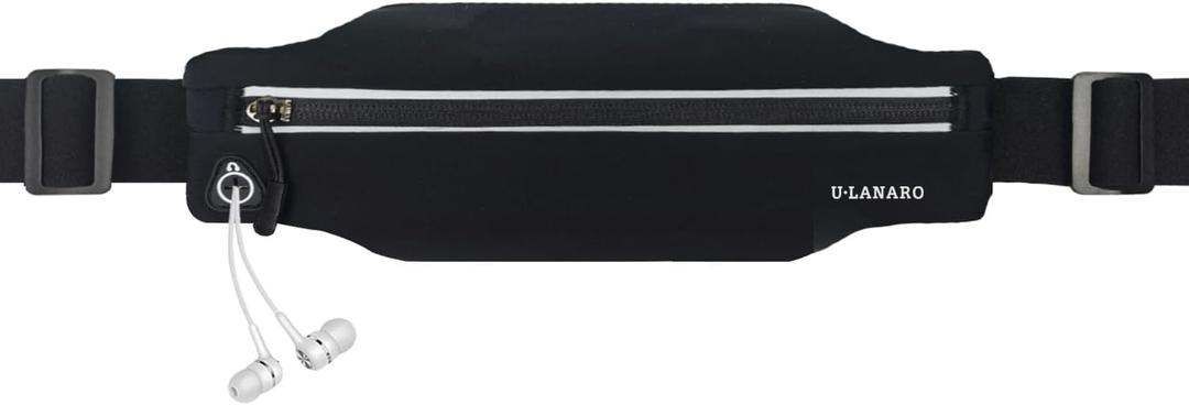 Slim Running Belt Fanny Pack for Men Women, Running Phone Holder Runners Pouch Waist Pack for Workout, Money Belt, Running Gear Accessories [Fits ALL Phones] (Black)
