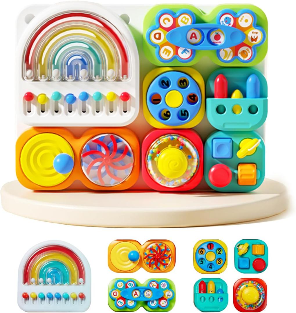 auby Busy Board 3.0 Detachable & Assemblable Educational Sensory Toy for Toddlers 1-6 Portable Learning Activity Board with 7 Travel-Friendly Tools, Fine Motor Skills Development