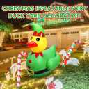 Lenwen 4ft Christmas Inflatable Duck Outdoor Decoration, Blow up Rubber Duck with Giant Candy Cane Inflatable Pool Float Golf Cart Decor for Xmas Holiday Yard Lawn Party Favor